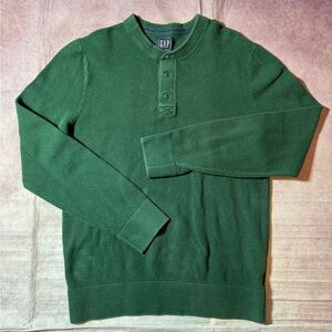 Gap Vintage Thermal Waffle Knit Henley Long Sleeve Shirt Green Mens Sz Small Y2K